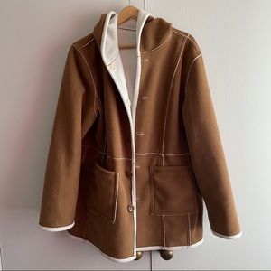 Susan Graver brown/white reversible fleece coat